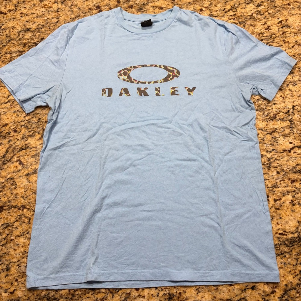 Oakley Mens Light Blue Ellipse Logo Graphic T-Shirt Regular Fit Large ws